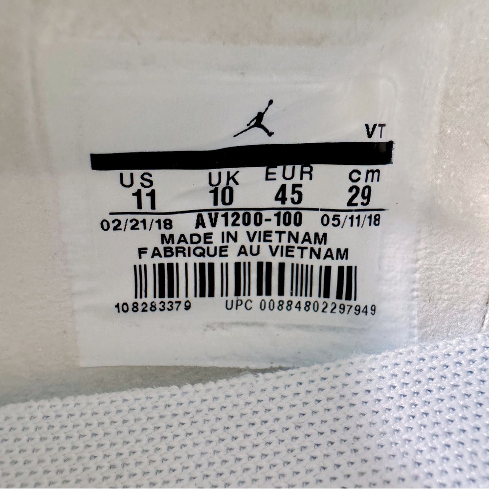 Nike Jordan 88 Racer White Cement Fire Red Mens Size 11 Running Shoes AV1200-100 - Picture 13 of 13